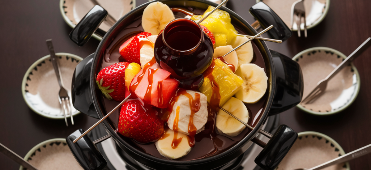 Fondue aux Fruits, Coulis et Liqueur