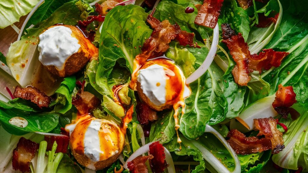 Salad with Bacon and Warm Crottins de Chavignol