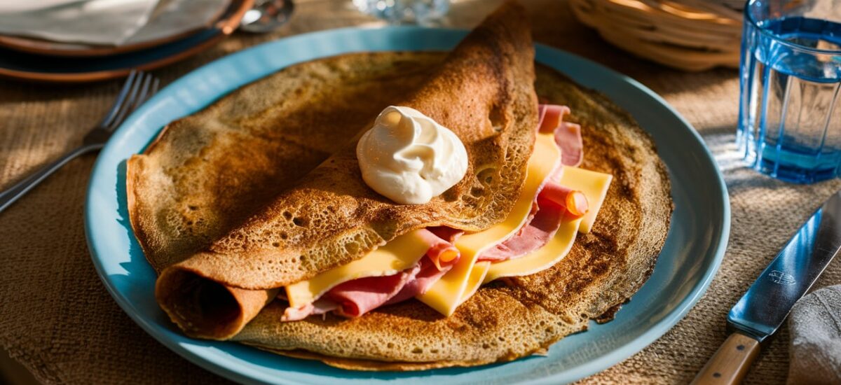 Einfache Buchweizen-Galettes – Herzhafte Crêpes mit Schinken und Sahne