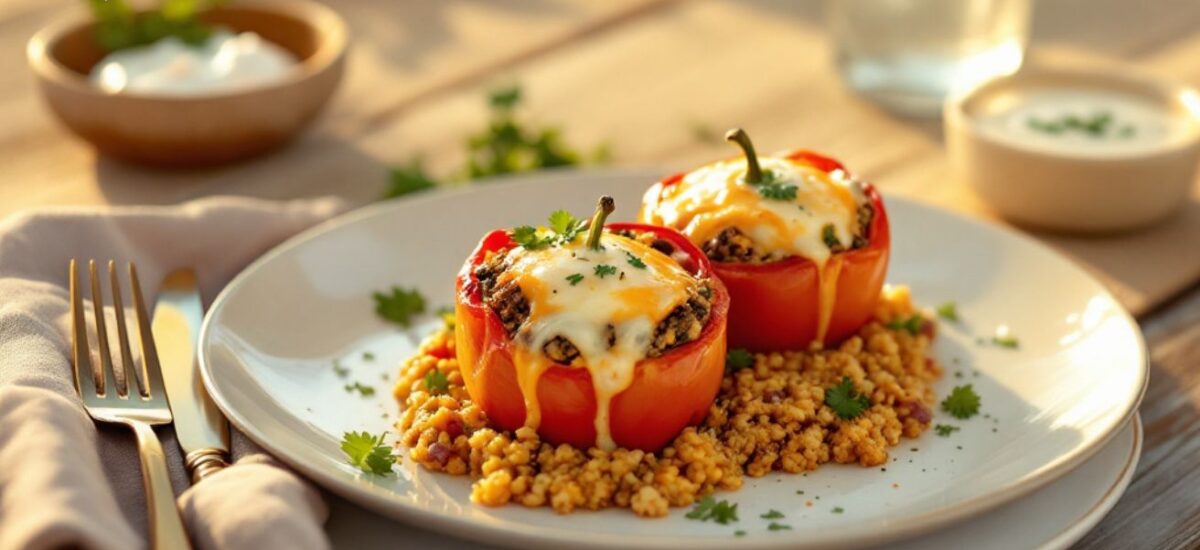 Vegetarian Stuffed Bell Peppers with Quinoa and Black Beans Recipe🌶️✨ Re…