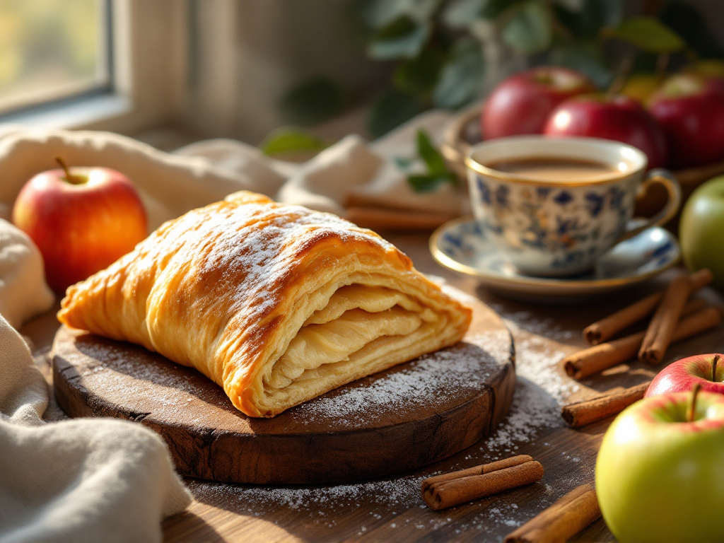 Visualize golden-brown apple turnovers fresh out of the oven.