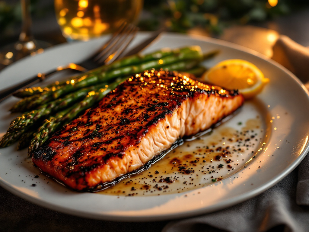 Salmon fillets are seasoned with a smoky spice rub and placed skin-side down on the Blackstone.