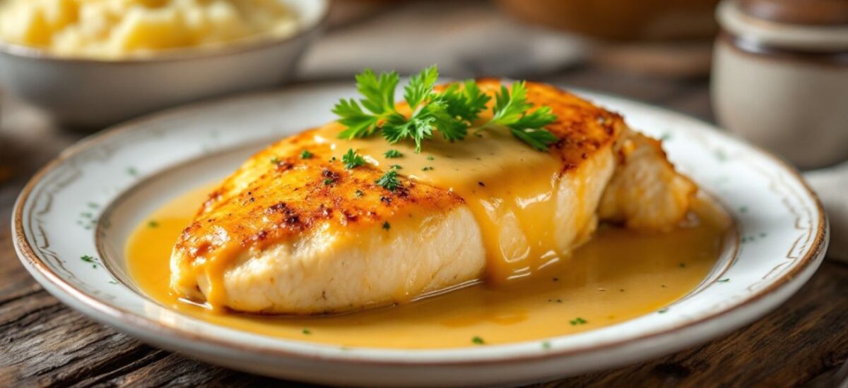 Pechuga de Pollo al Horno Jugosa con Salsa Cremosa – Tu Receta Infalible 🍗✨
