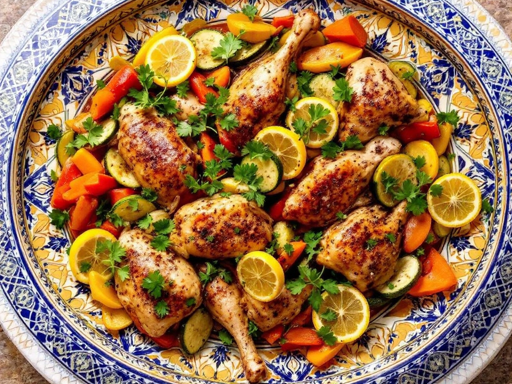 A beautifully plated Moroccan Chicken Tagine
