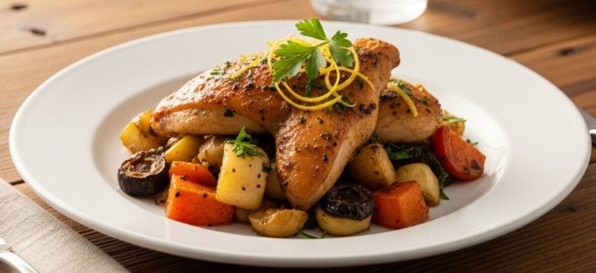 Poulet et Légumes Rôtis en Une Seule Poêle