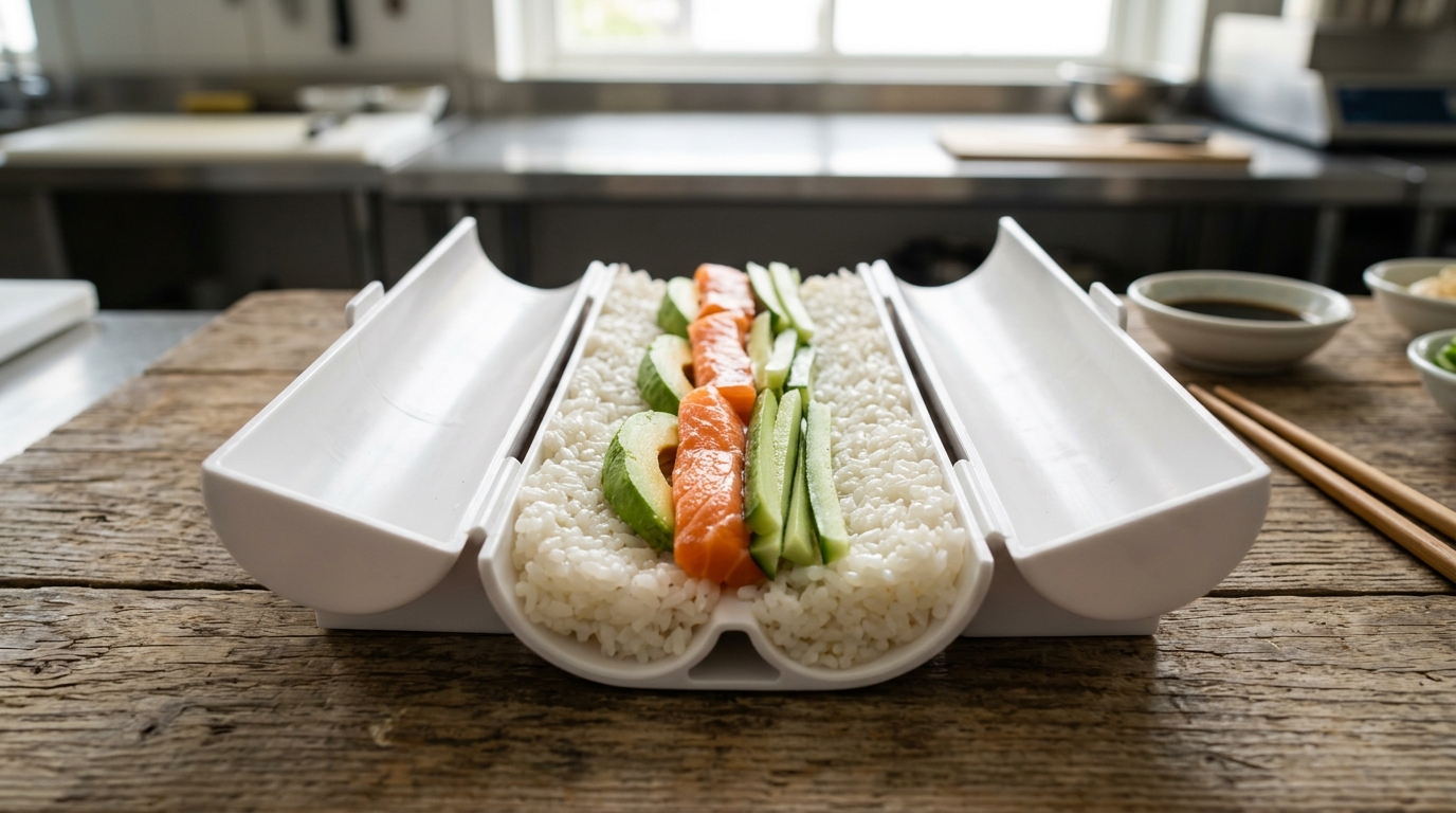 Tightening Sushi Roll with Bamboo Rolling Mat