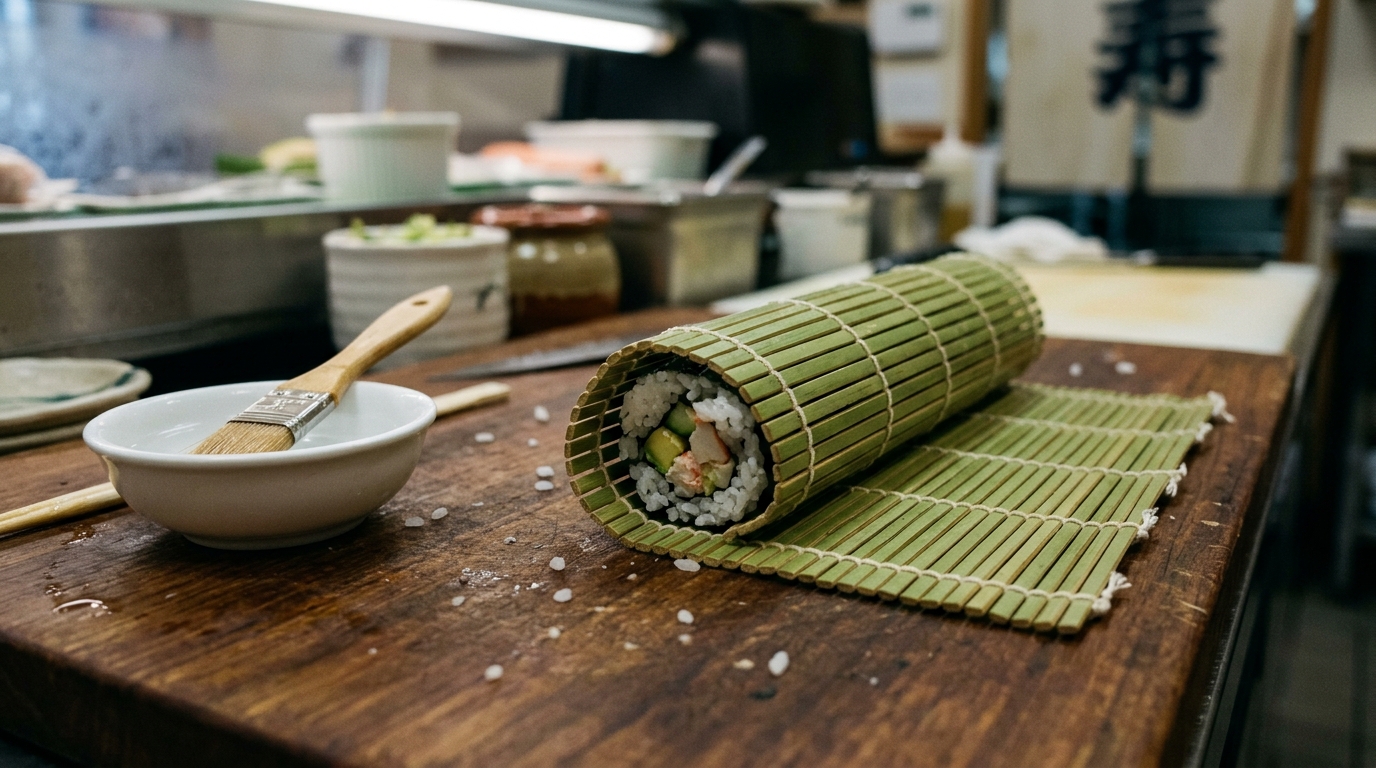 Artfully Plated Homemade Sushi Feast on Slate Platter