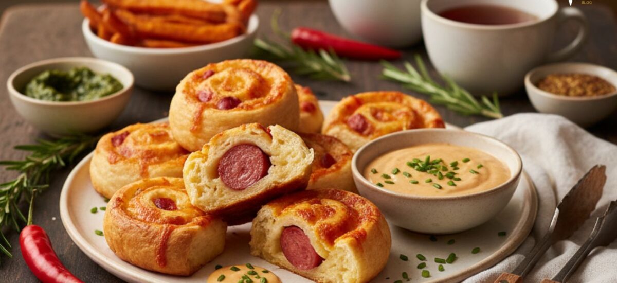 Rouleaux de Hot-Dog au Cheddar avec Sauce Tangy
