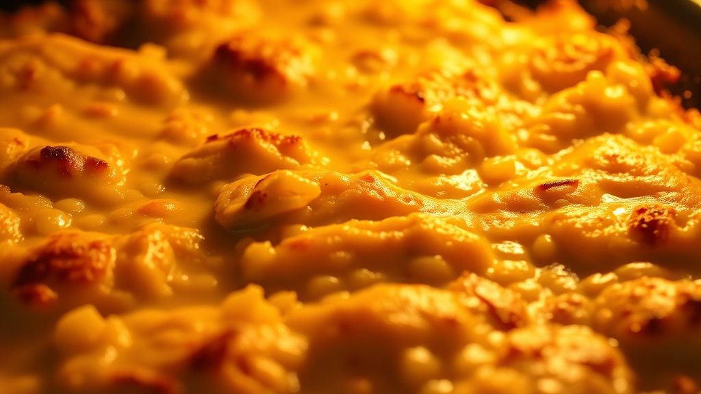 Gratin de poulet et de riz doré cuisant au four