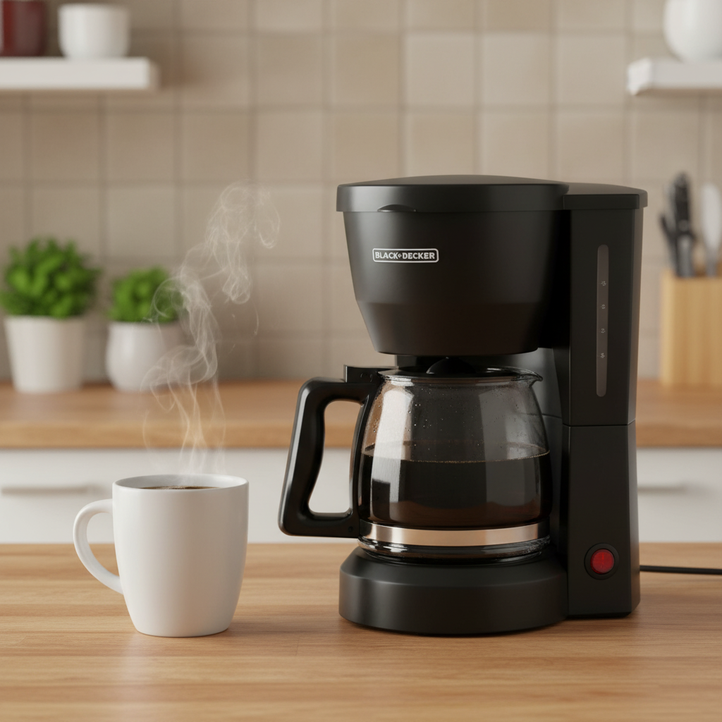 BLACK+DECKER 5-Cup Kaffeemaschine in Schwarz, kompakt für kleine Küchen