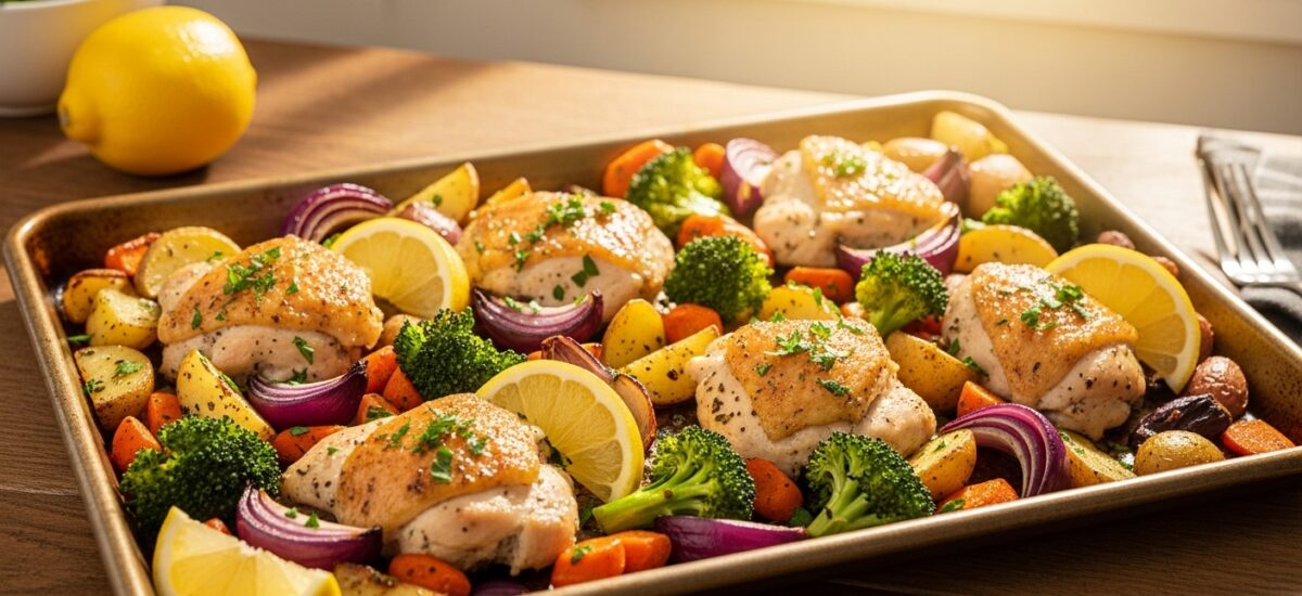 One-Pan Lemon Herb Roasted Chicken and Veggies Recipe: Juicy & Flavorful…