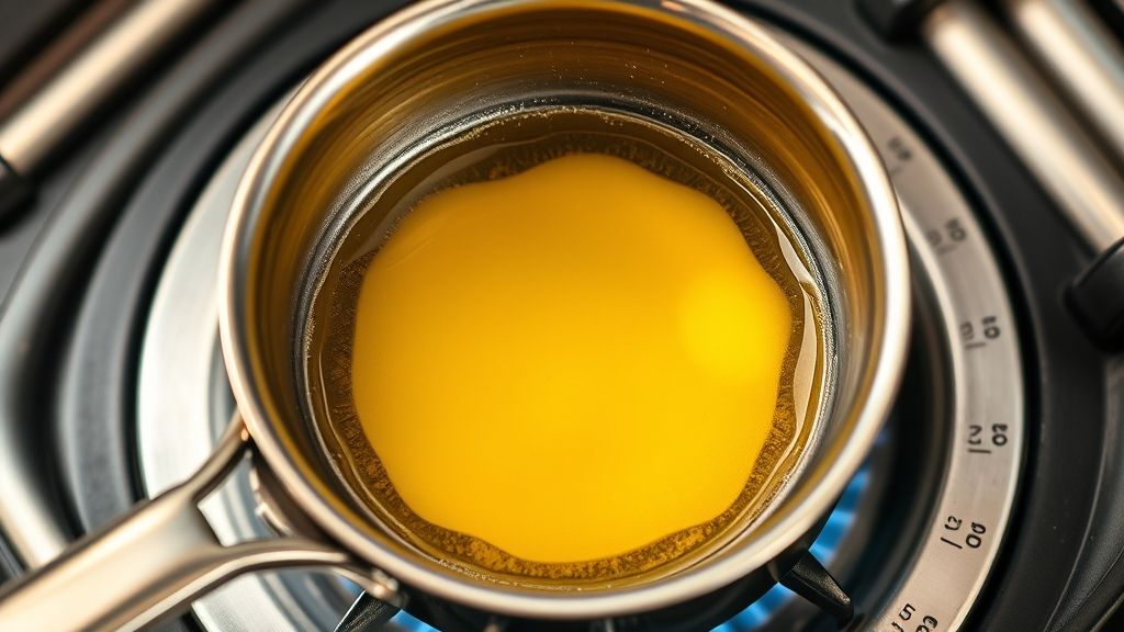 Heating vegetable oil in a saucepan