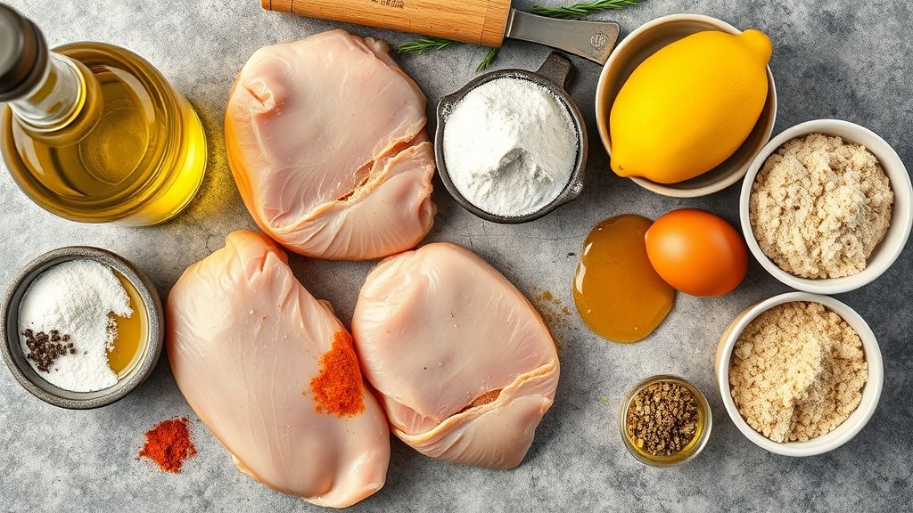 Ingrédients pour l'escalope de poulet croustillante au four