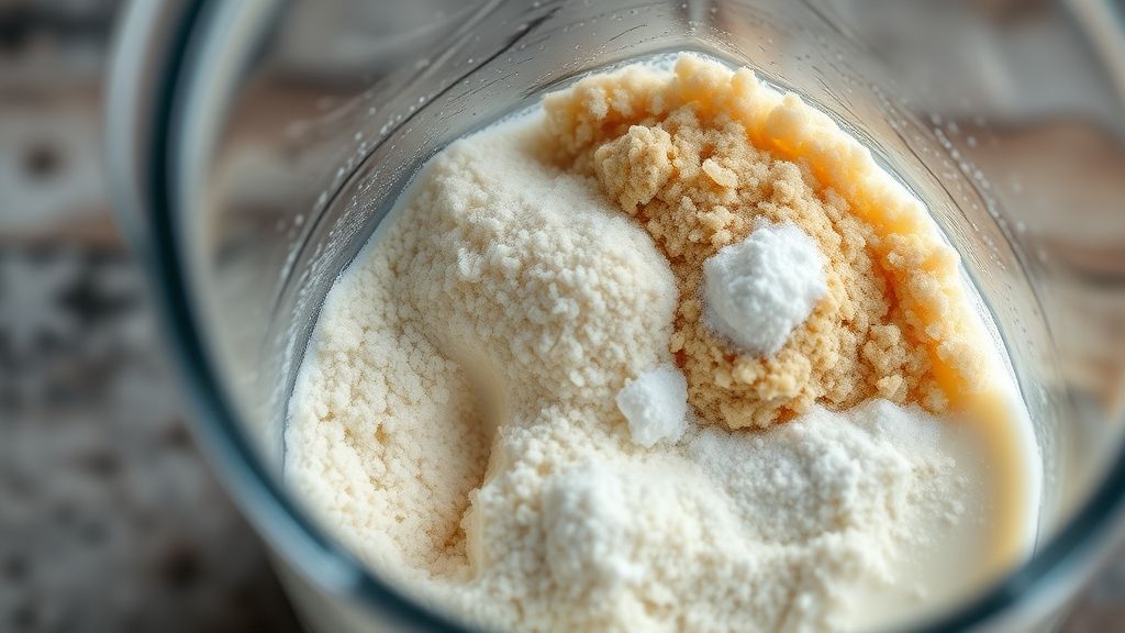 Mezclando ingredientes de la masa para pancakes Baghrir