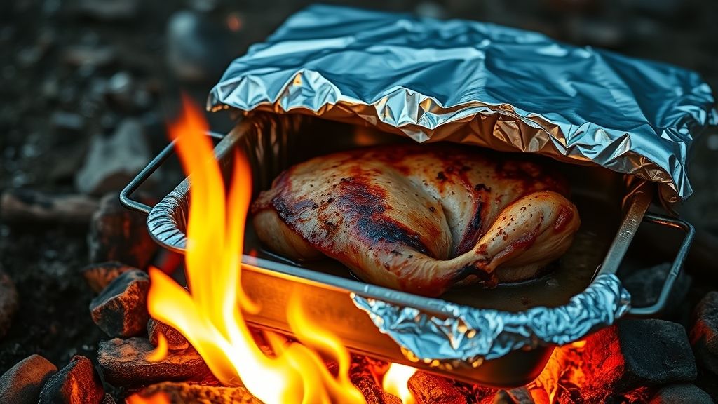 Lagerfeuer-Kochsetup für Carnitas