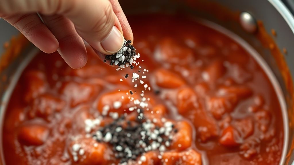 Seasoning enchilada sauce with salt and pepper