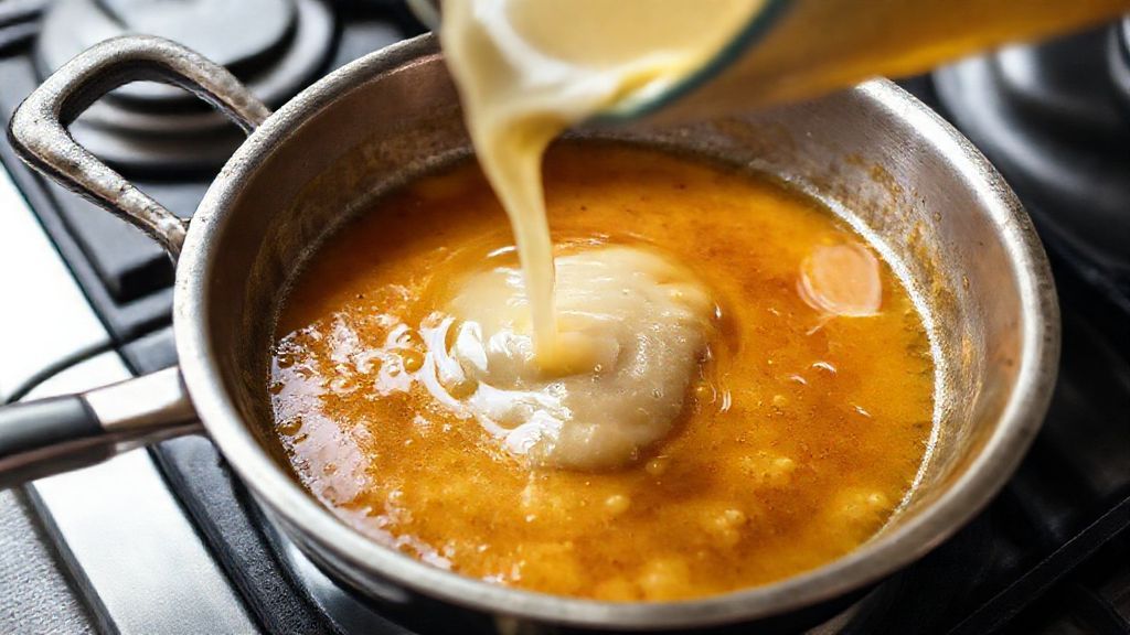 Ajouter du bouillon de poulet et réduire encore la sauce