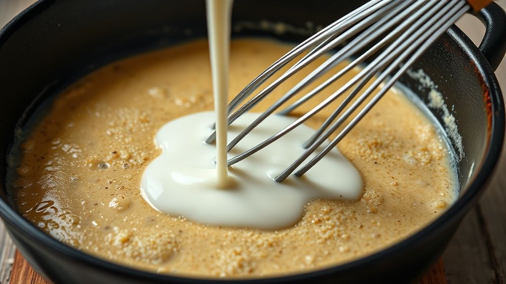 Adding milk to roux