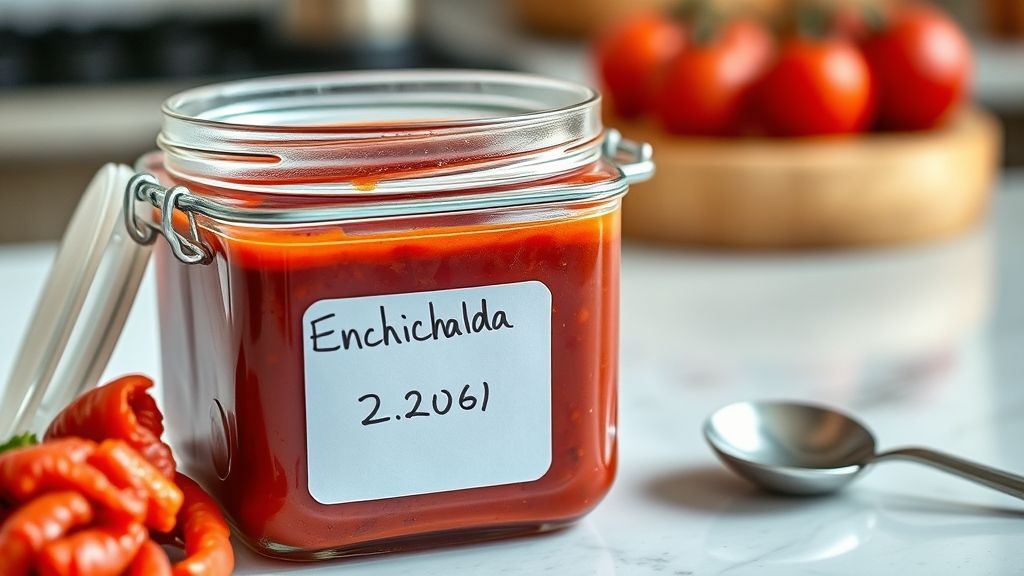 Storing homemade enchilada sauce in an airtight container