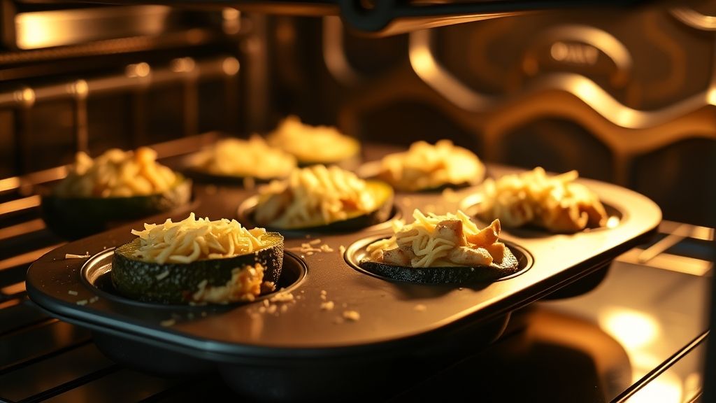 Cuisson au four des avocats farcis au poulet jusqu'à ce que le fromage soit fondu