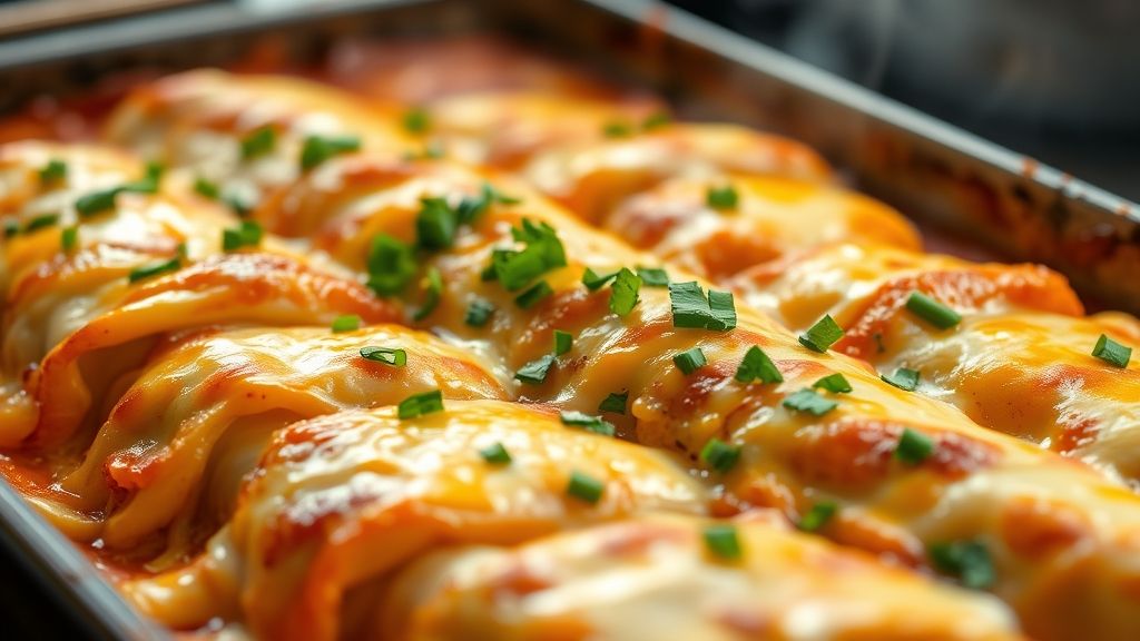 Enchiladas crémeuses au poulet cuites au four avec du fromage fondant