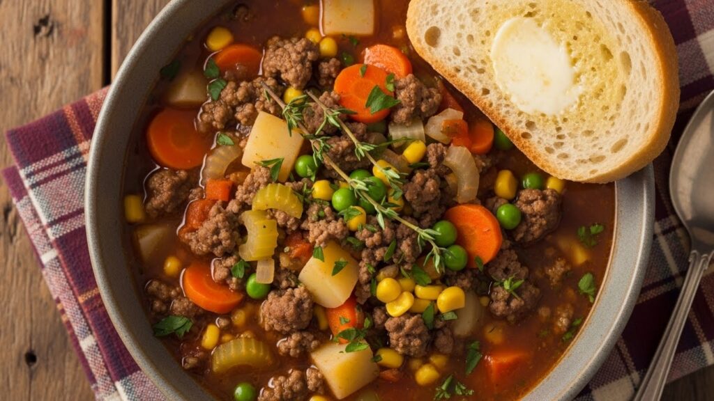 Hearty Hamburger Soup IV: Juicy & Satisfying Homemade