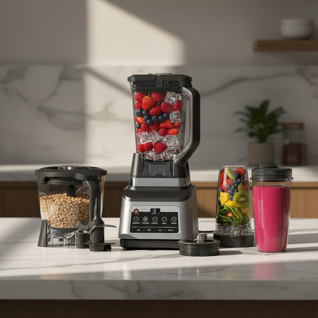 Ninja BN801 Professional Plus Kitchen System with blender, food processor, and single-serve cups