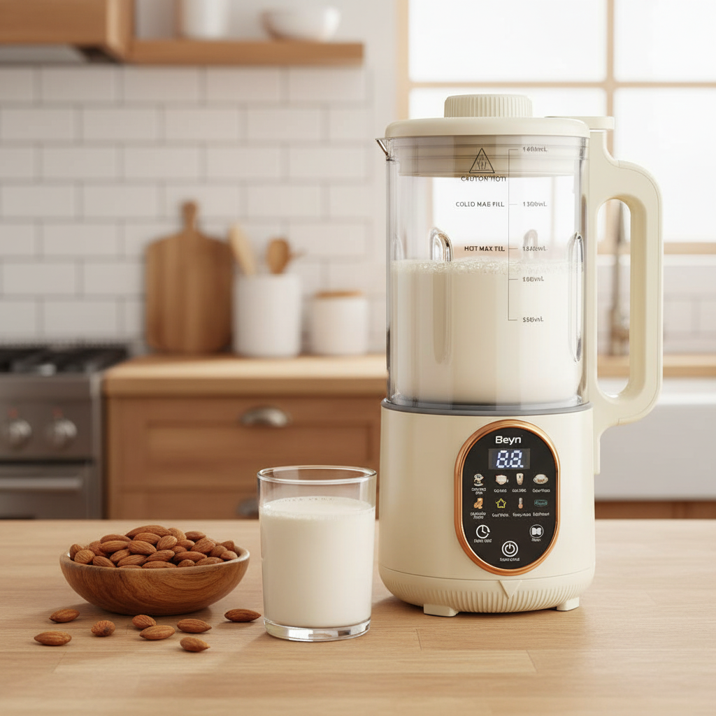 Beyn 60oz Nut Milk Maker on a kitchen counter with ingredients