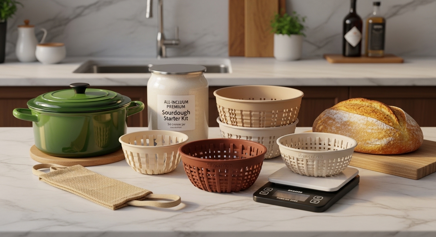All-Inclusive PREMIUM Sourdough Starter Kit with Enamel Pot and Digital Scale