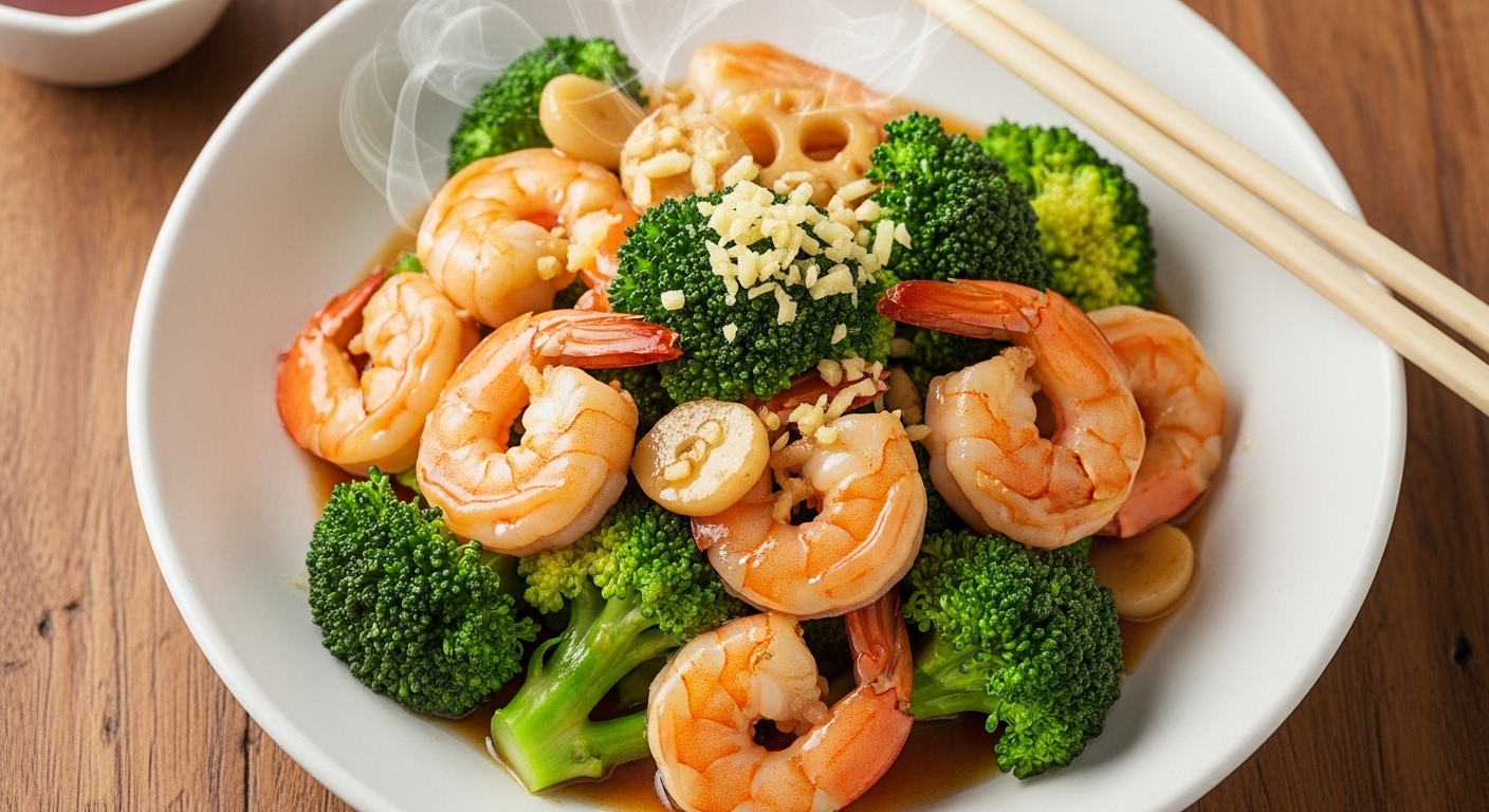 Shrimp with Broccoli in Garlic Sauce Recipe: Perfectly Roasted Green Goo…