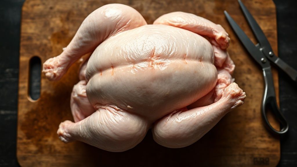 Spatchcocked chicken with scored meat