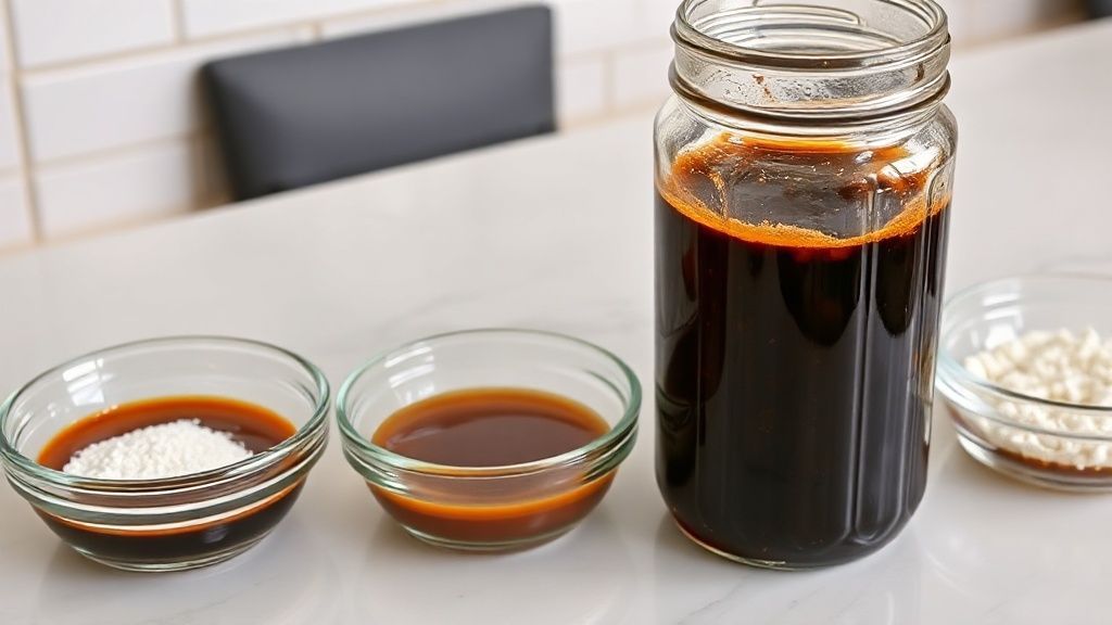 Shaking stir fry sauce in a jar