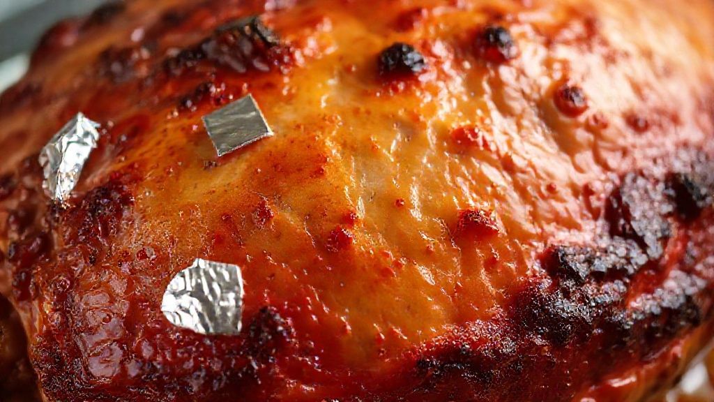 Protecting ham with foil patches