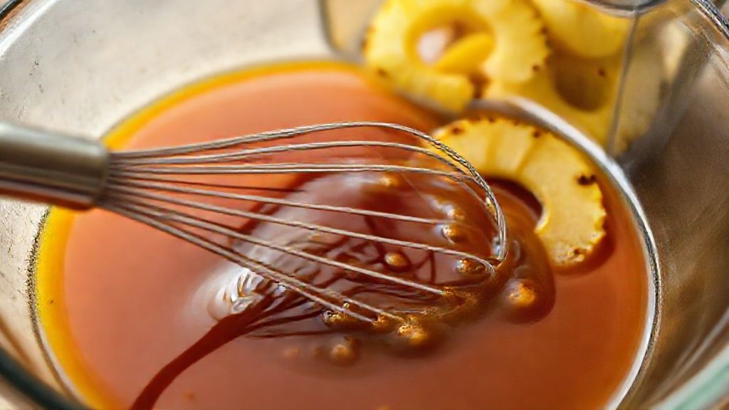 Mélange de sauce teriyaki et de jus d'ananas