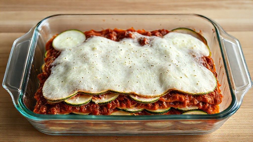 Assembling zucchini lasagna layers