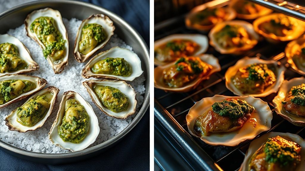Cuisson et gratinage des huîtres Rockefeller au four