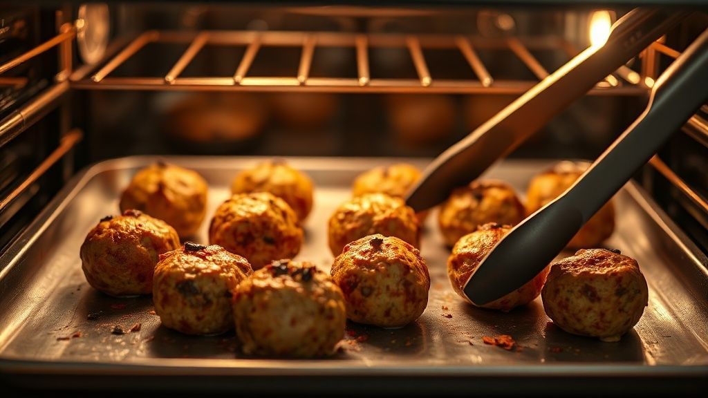 Gratinando koftas de cordero en el horno