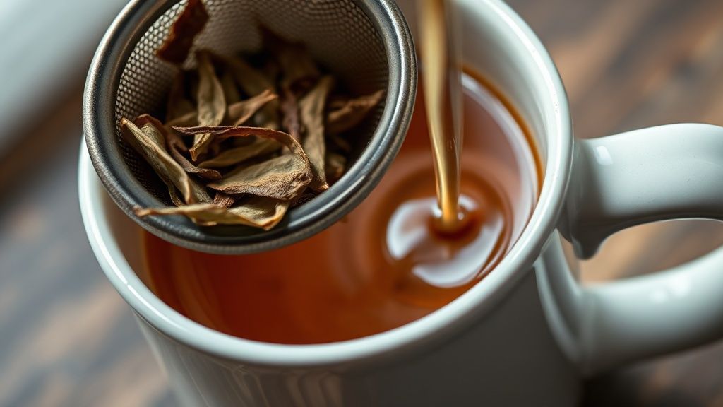 Tea steeping or coffee brewing in a mug