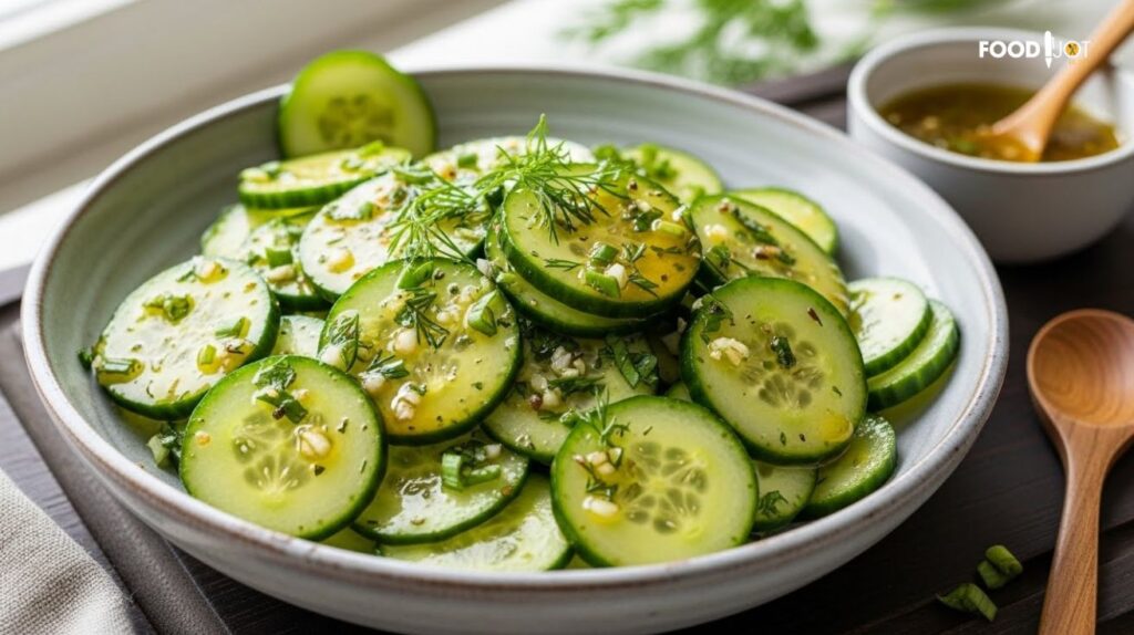 Gurkensalat mit Kräuter-Knoblauch-Vinaigrette: In 10 Minuten fertig