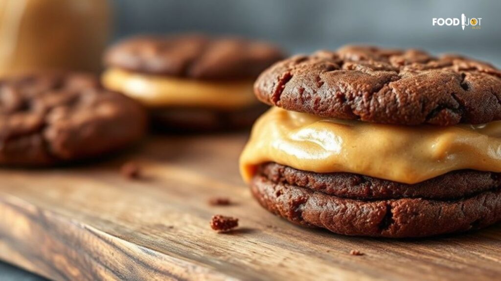Decadent Brownie Cookie Sandwiches with Creamy Peanut Butter Frosting Re…