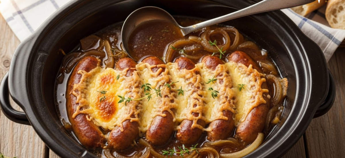 Hearty Slow Cooker French Onion Sausages: An Effortless Weeknight Delight