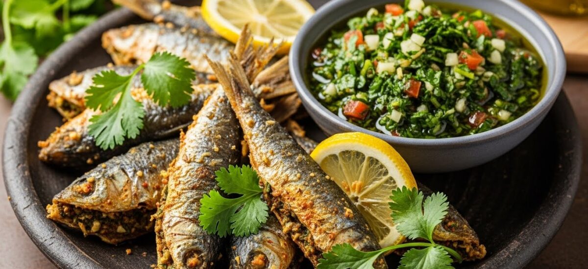 Moroccan Stuffed Fried Sardines with Chermoula Recipe: Aromatic Spiced M…
