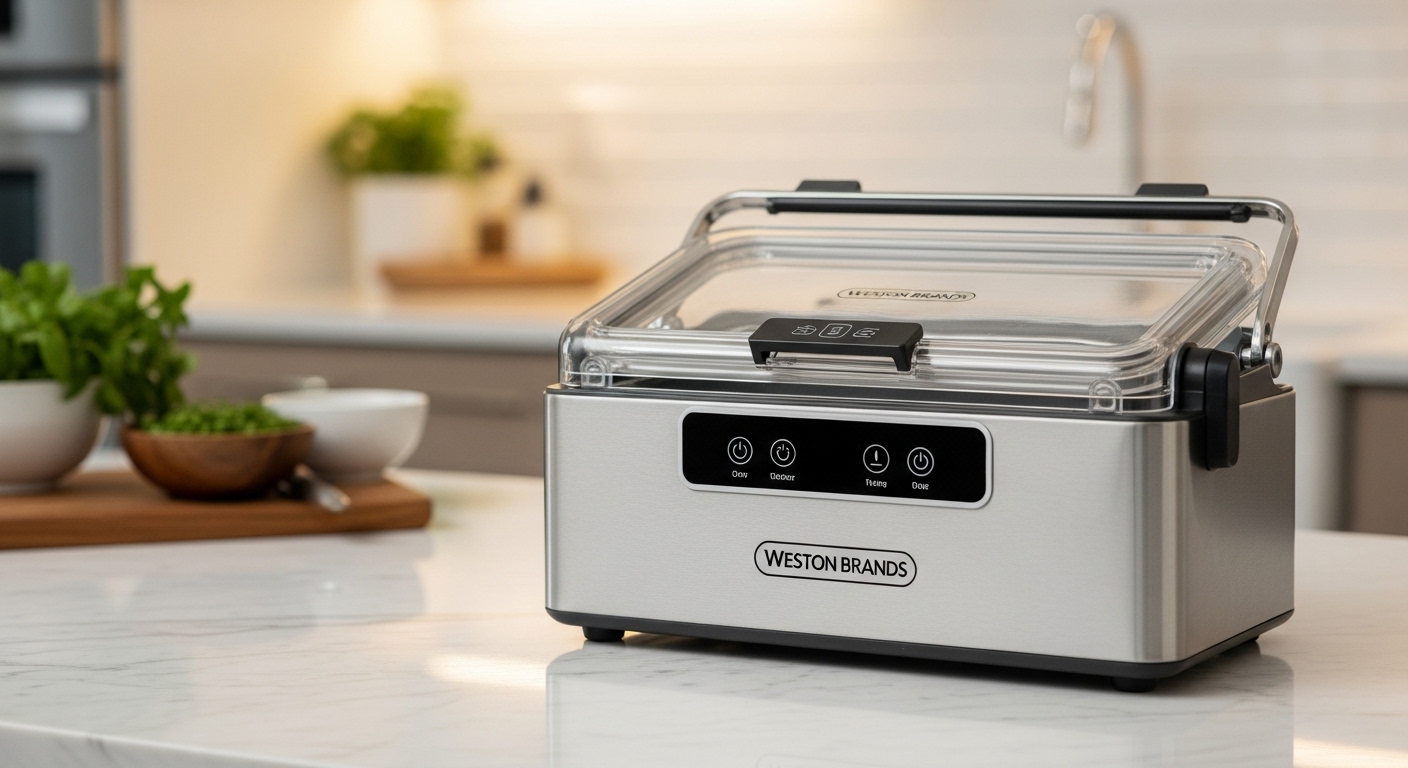 Scelleuse sous vide Weston Brands Pro 1400 dans un cadre de cuisine domestique