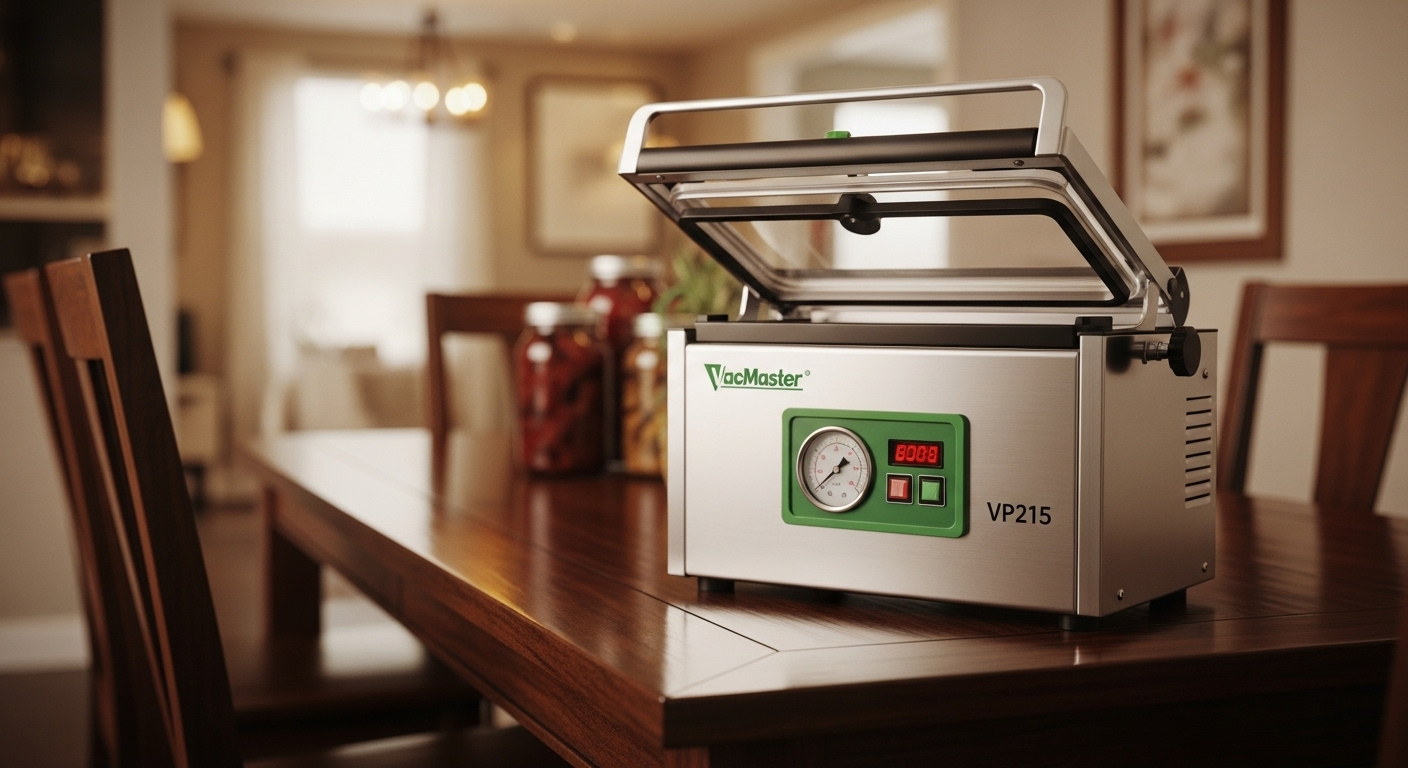 Scelleuse sous vide à chambre VacMaster VP215 avec un couvercle transparent