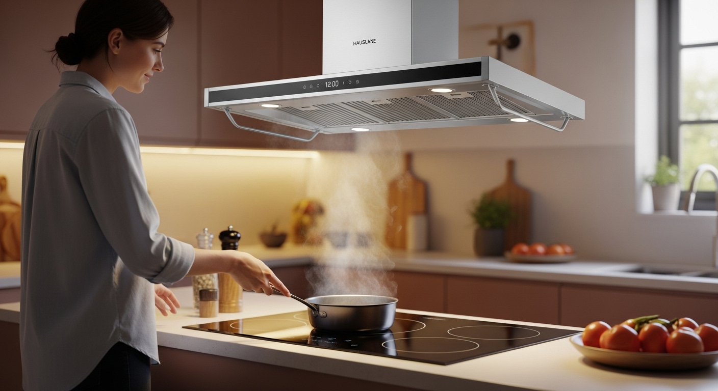Hauslane Chef Series PS38 under-cabinet range hood in a contemporary kitchen setting