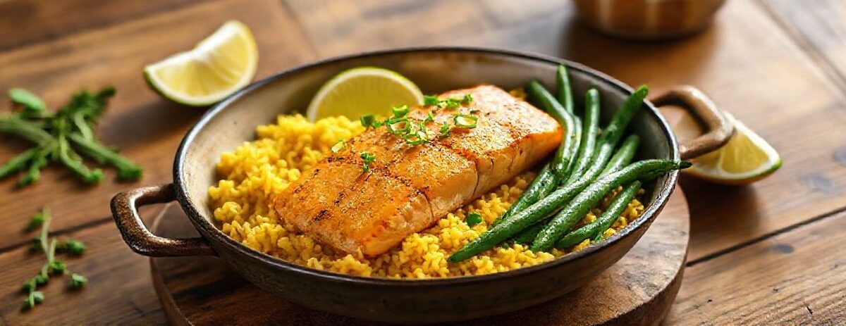 One-Pot Miso-Turmeric Salmon and Coconut Rice Recipe: Perfectly Cooked F…