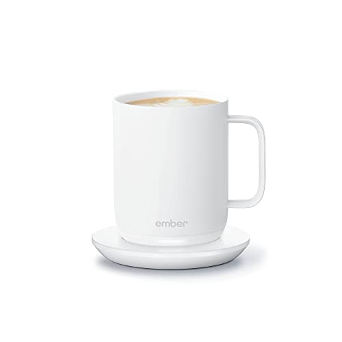 Ember Temperaturkontroll-Smart-Mug 2, 10 Oz, App-gesteuerte Heiz-Kaffeetasse mit 80 Minuten Akkulaufzeit und verbessertem Design, Weiß