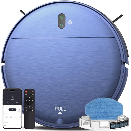 ZCWA Robot Aspirador y Fregona Combo, Enlace WiFi 2.4GHz, Robot Aspirador con 4 Modos de Limpieza, Aspiradora Robot con APP/Mando, Robot Aspirador de Auto-carga para Pelos de Mascotas, Manchas, Alfombras, Esquinas