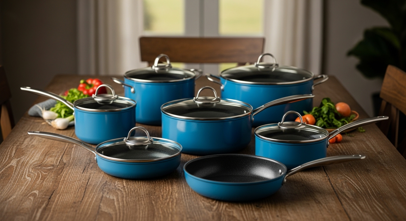 Nuwave Healthy Duralon Blue Keramik-Antihaft-Kochgeschirr-Set, induktionsgeeignet