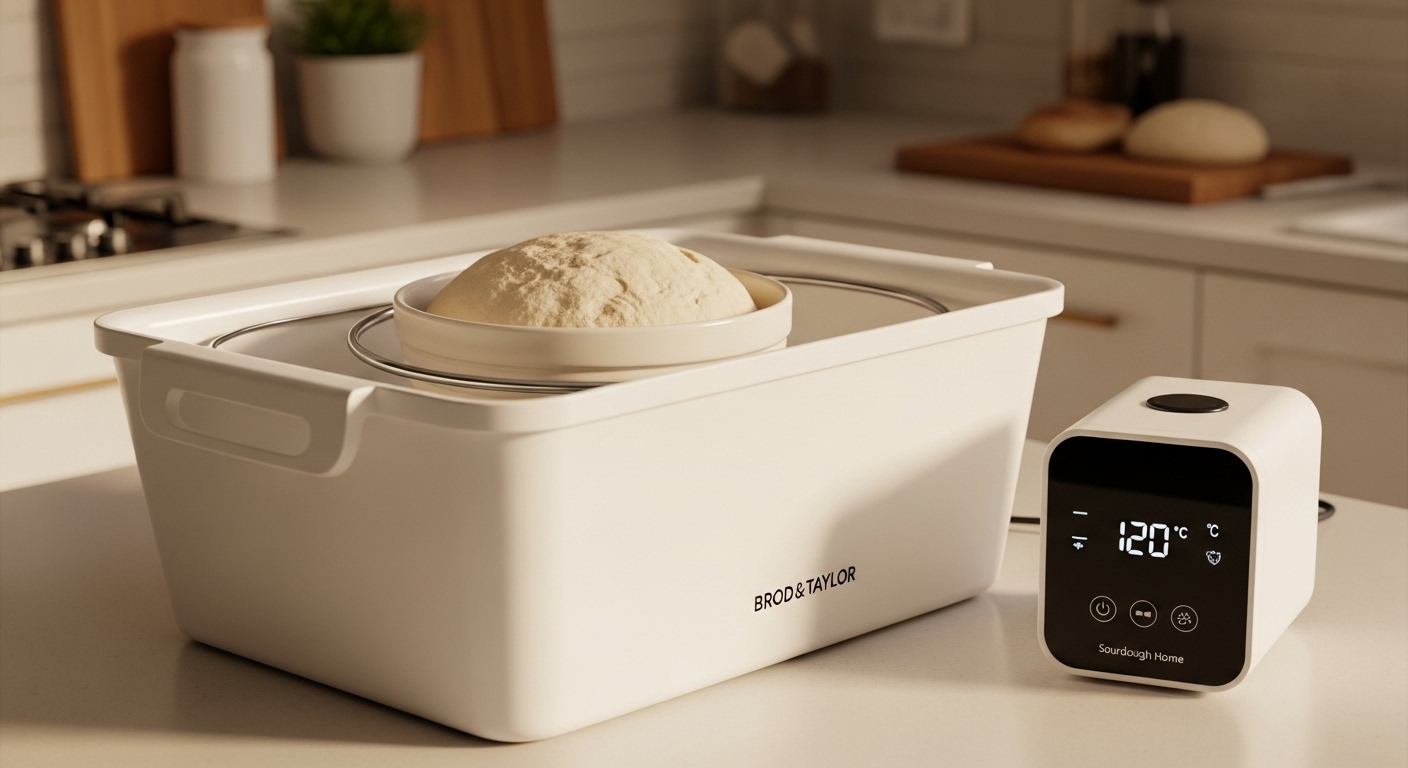 Brod & Taylor Folding Proofer and Sourdough Home bundle with rising dough